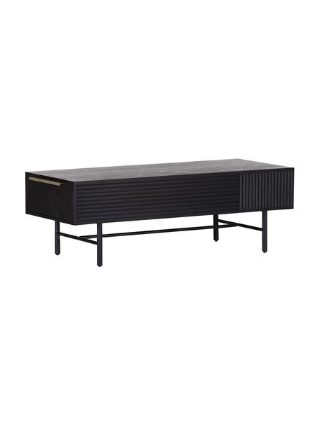 Table basse noire bois d'acacia Mamba, Noir, larg. 124 x haut. 40 cm