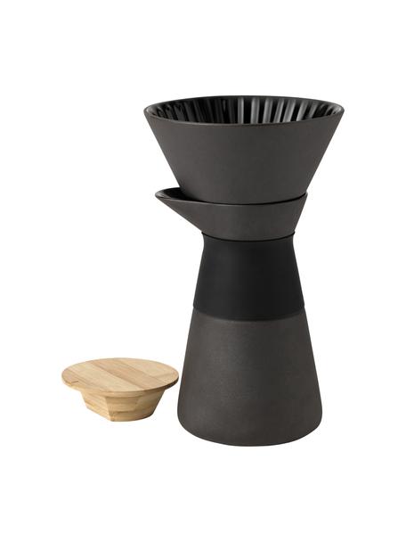 Caffettiera color nero opaco Theo, Coperchio: legno di bambù, Manico: termoisolante silicone, Nero, 600 ml