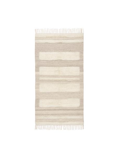 Tappeto in lana taupe/beige tessuto a mano con effetto in rilievo Anica, Beige, Larg. 80 x Lung. 150 cm (taglia XS)
