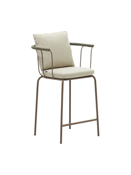 Tuinbarstoel Jay met gestoffeerde zitting, Bekleding: 100 % polyester, Frame: gepoedercoat metaal, Geweven stof beige, bruin, B 59  x D 53 cm