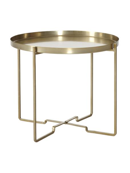 Mesa auxiliar redonda con bandeja extraíble de metal George, Metal recubierto, Dorado, Ø 57 x Al 48 cm