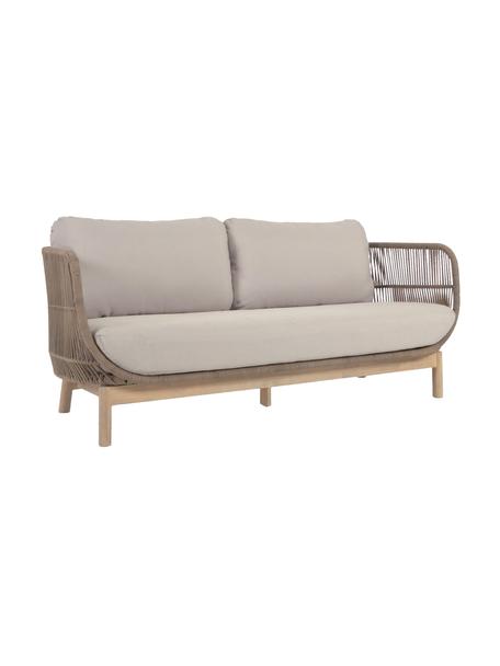 Sofa ogrodowa z drewna akacjowego Catalina (2-osobowa), Tapicerka: 100% poliester, Stelaż: drewno akacjowe z certyfi, Beżowy sztruks, drewno akacjowe, S 170 x G 80 cm