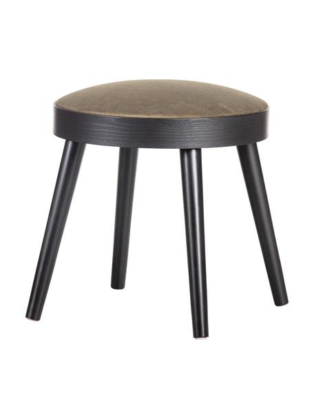 Stolička/odkládací stolek se snímatelným sametovým sedákem Laurie, Khaki, černá, Ø 38 cm, V 38 cm