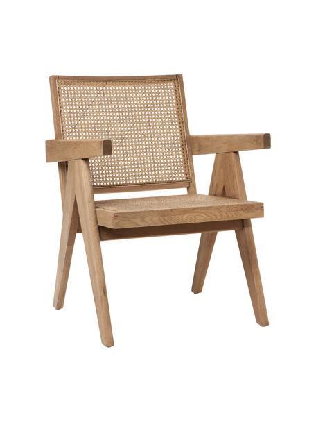 Fotel wypoczynkowy z plecionką wiedeńską Sissi, Stelaż: lite drewno dębowe, Rattan, drewno dębowe lakierowane, S 58 x G 66 cm