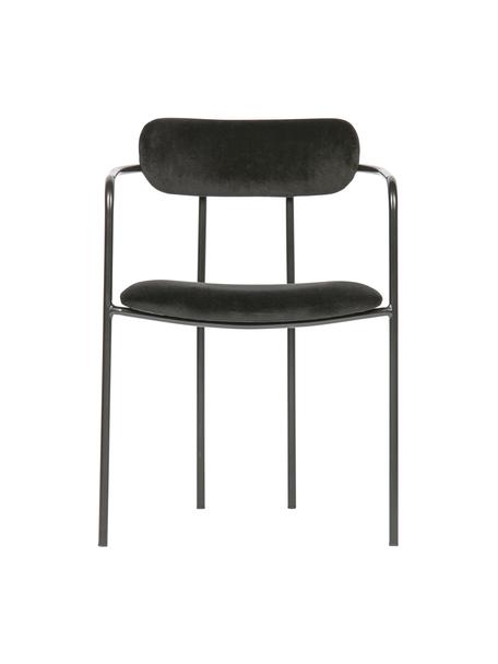 Chaise en velours noir Elvy, Velours noir, larg. 52 x prof. 50 cm