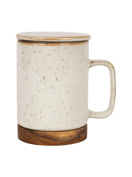 Kubek z pokrywką i sitkiem Nordika, Beżowy, drewno akacjowe, Ø 9 x W 12 cm, 370 ml