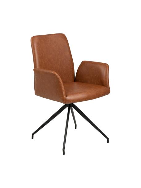 Chaise pivotante cuir synthétique Naya, Cuir synthétique cognac, larg. 59 x prof. 59 cm