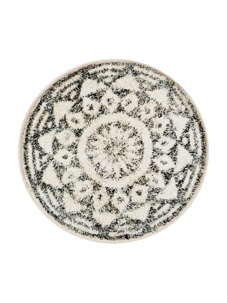 Ronde badmat Gaile, antislip, Bovenzijde: 100% katoen, Onderzijde: silicone, Beige, zwart, Ø 60 cm