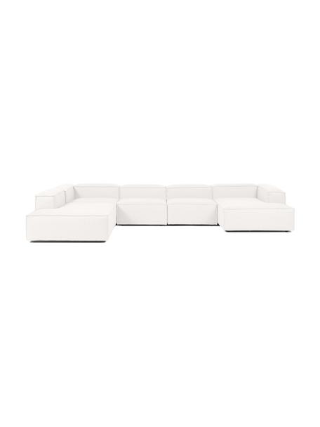Canapé lounge modulable beige Lennon, Tissu beige, larg. 418 x prof. 68 cm, méridienne à gauche