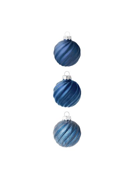 Boules de Noël Gabriela Ø 6 cm, 3 pièces, Verre, Bleu foncé, Ø 6 cm