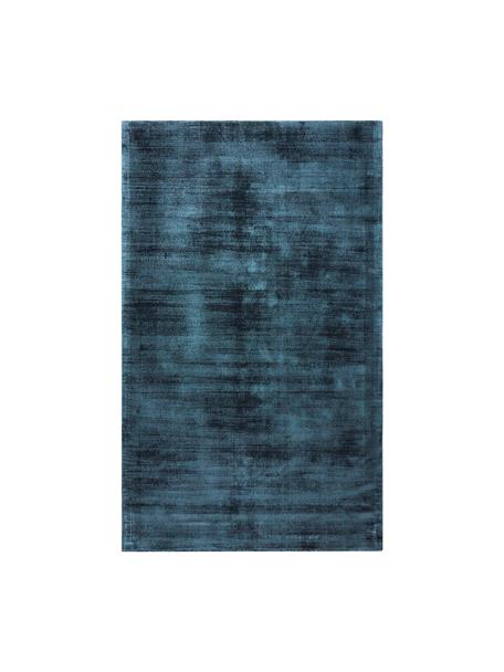 Tappeto in viscosa blu scuro tessuto a mano Jane, Retro: 100% cotone, Blu scuro, Larg. 200 x Lung. 300 cm (taglia L)