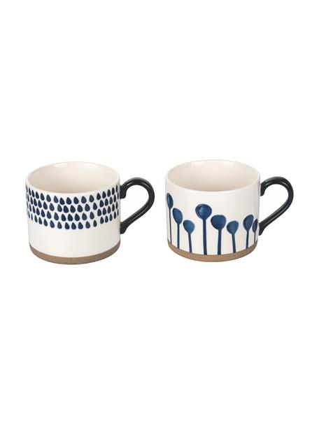 Tazas Masai, 2 uds., Porcelana Fine Bone China (fina de hueso)
Fine Bone China es una pasta de porcelana fosfática que se caracteriza por su brillo radiante y translúcido, Azul y blanco estampado, Ø 8 x Al 8 cm, 400 ml