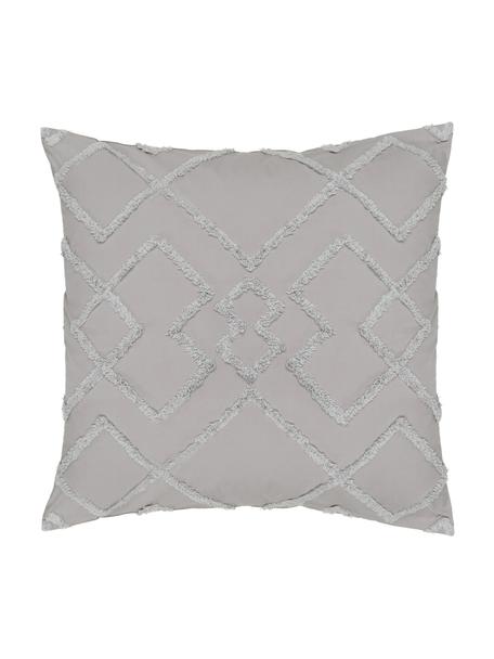 Poszewka na poduszkę z perkalu z tuftowaną dekoracją Faith, 100% bawełna, Szary, S 50 x D 50 cm