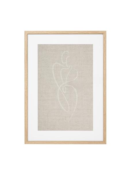 Ingelijste digitale print Even Stronger Woman, Lijst: hout, Beige, B 54 x H 74 cm