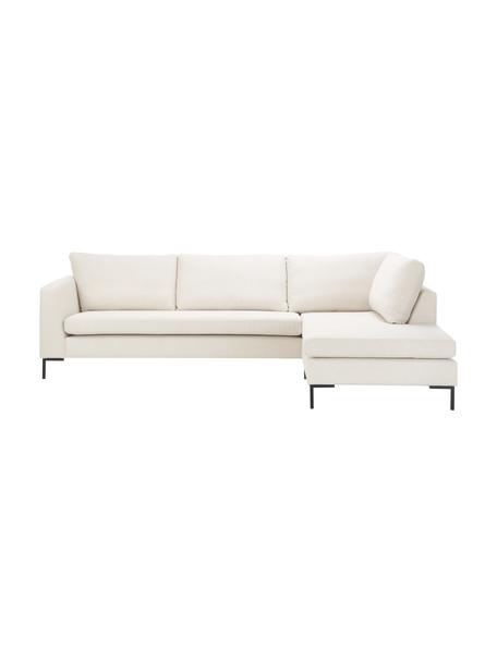 Sofa narożna z metalowymi nogami Luna, Tapicerka: 100% poliester Dzięki tka, Stelaż: lite drewno bukowe, Nogi: metal galwanizowany, Beżowa tkanina, S 280 x G 184 cm, prawostronna