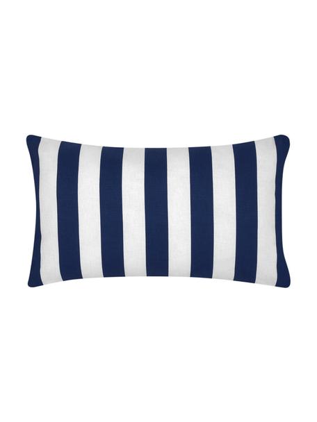 Housse de coussin rectangulaire à rayures Timon, 100 % coton, Bleu foncé, blanc, larg. 30 x long. 50 cm