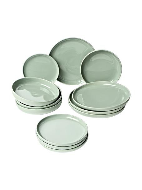 Porzellan Geschirr-Set Nessa, 4 Personen (12-tlg.), Hochwertiges Hartporzellan, Salbeigrün, 4 Personen (12-tlg.)