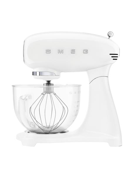Küchenmaschine 50's Style in Weiß, Gehäuse: Aluminiumdruckguss, Schüssel: Glass, Weiß, glänzend, B 40 x H 38 cm