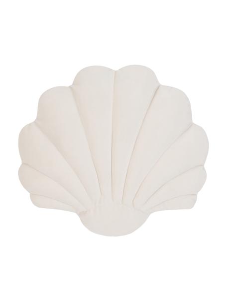 Samt-Kissen Shell in Muschelform, Vorderseite: 100% Polyestersamt, Rückseite: 100% Baumwolle, Cremeweiss, B 32 x L 27 cm