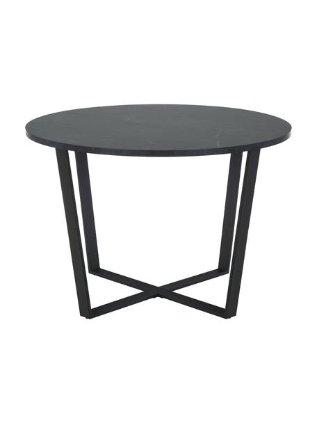 Okrągły stół do jadalni o wyglądzie marmuru Amble, Blat: płyta pilśniowa średniej , Czarny, Ø 110 x W 75 cm