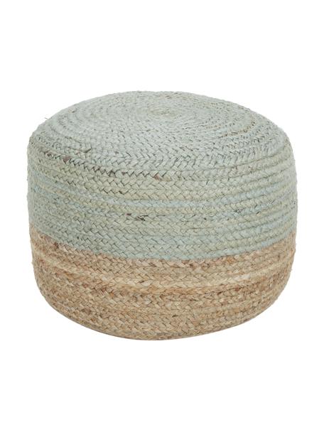 Ręcznie wykonany puf  z juty Bono, Tapicerka: juta, Beżowy, miętowozielony, Ø 50 x W 36 cm