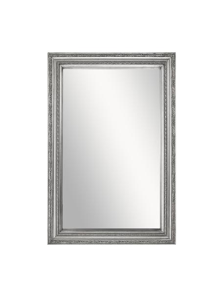 Specchio da parete barocco Muriel, Cornice: legno massiccio rivestito, Retro: pannello di fibra a media, Superficie dello specchio: lastra di vetro, Argento, Larg. 40 x Alt. 60 cm