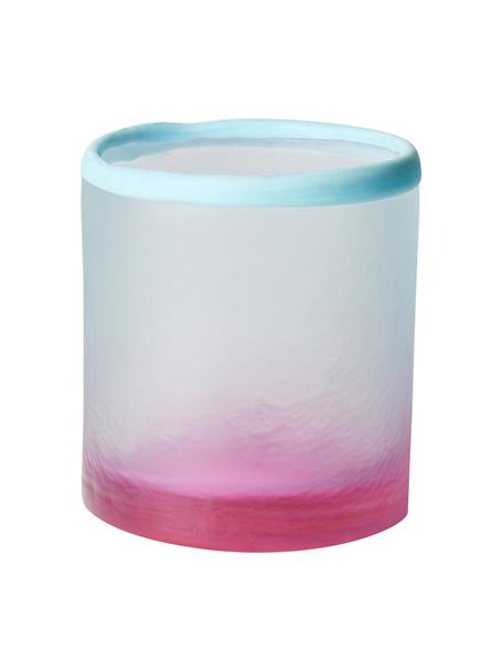 Waxinelichthouder Pastel in blauw/roze, Glas, Blauw, roze, wit, Ø 9 cm, H 10 cm