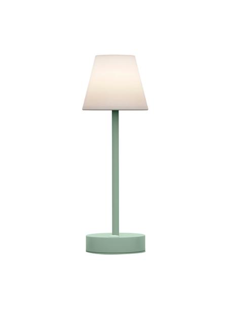 Lámpara de mesa para exterior regulable táctil Lola, portátil, Pantalla: polipropileno, Verde menta, blanco, Ø 11 x Al 32 cm