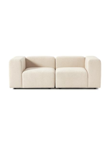 Modulares Bouclé-Sofa Lena (3-Sitzer), Bezug: Bouclé (93 % Polyester, 6, Gestell: Kiefernholz, Schichtholz,, Füße: Kunststoff, Bouclé Beige, B 209 x T 106 cm