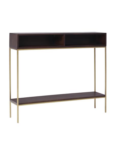 Consola de recibidor de madera maciza Lyle, Estructura: metal con pintura en polv, Madera de mango, dorado, An 105 x Al 89 cm