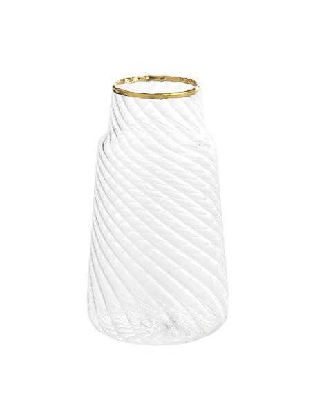 Vaso piccolo in vetro con bordo color oro Plunn, Vetro, Trasparente, dorato, Ø 6 x Alt. 10 cm