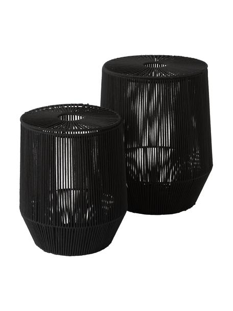 Wasmanden Gabe, set van 2, Mand: polyester, katoen, Frame: metaal, Zwart, Set met verschillende formaten