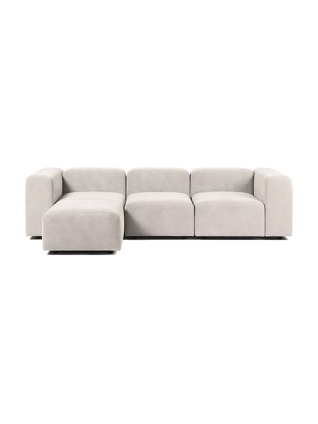 Sofa modułowa z pufem Lena (4-osobowa), Tapicerka: tkanina (88% poliester, 1, Stelaż: drewno sosnowe, sklejka, , Nogi: tworzywo sztuczne, Kremowobiała tkanina, S 284 x G 181 cm