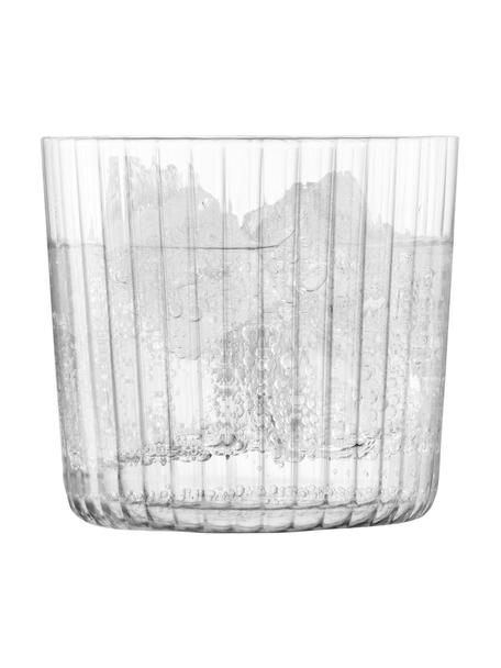 Ručne fúkané poháre na vodu s drážkovanou štruktúrou Gio, 4 ks, Sklo, Priehľadná, Ø 8 x V 7 cm, 310 ml