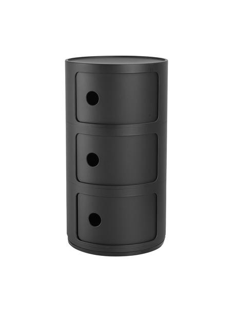 Design container Componibili 3 modules in zwart, Thermoplastisch technopolymeer gemaakt van gerecycled industrieel afval, Greenguard-gecertificeerd, Mat zwart, Ø 32 x H 59 cm