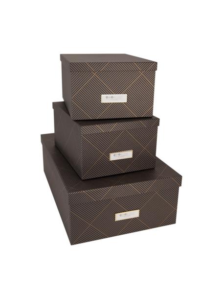 Aufbewahrungsboxen-Set Inge, 3-tlg., Box: Fester, laminierter Karto, Goldfarben, Dunkelgrau, Set mit verschiedenen Größen