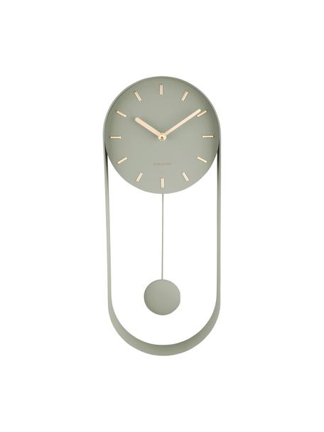 Nástěnné hodiny Charm, Potažený kov, Zelená, Š 20 cm, V 50 cm