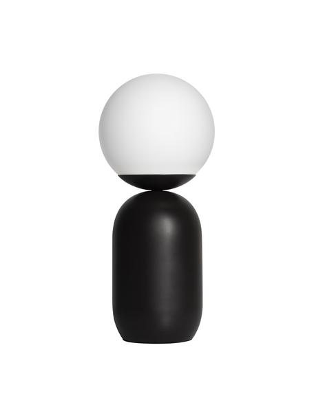 Moderne Tischlampe Notti mit Glasschirm, Lampenschirm: Opalglas, Lampenfuß: Metall, beschichtet, Schwarz, Weiß, Ø 15 x H 35 cm