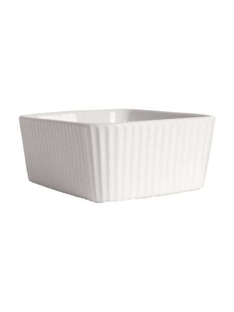 Zapekacie misky s drážkovým povrchom Flora, 2 ks, Kamenina, Biela, Š 13 x V 5 cm