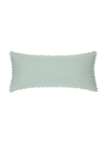 Obliečka na vankúš z bavlneného perkálu s brmbolcami Bommy, 2 ks, Šalviovozelená, Š 40 x D 80 cm
