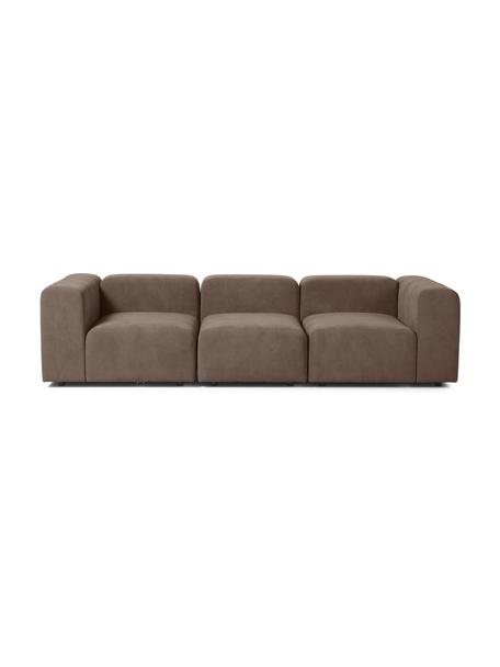 Modulaire bank Lena (4-zits), Bekleding: geweven stof (88% polyest, Frame: grenenhout, multiplex, ha, Poten: kunststof, Geweven stof donkerbruin, B 284 x D 106 cm