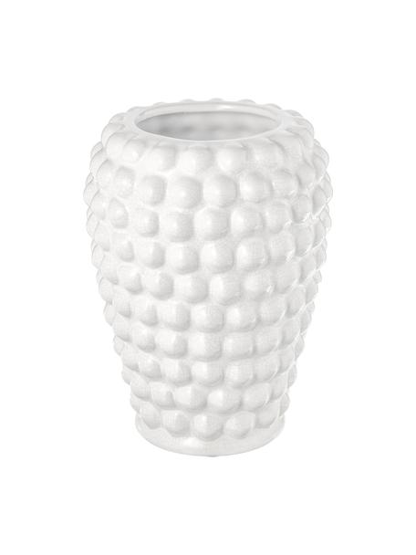Deko-Vase Dotty aus Keramik, Keramik, glasiert, Weiß, Ø 14 x H 20 cm