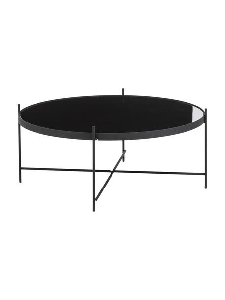 Ronde salontafel Cupid met afneembare glazen tafelblad, Frame: gepoedercoat metaal, Tafelblad: zwart glas, Zwart, Ø 83 cm