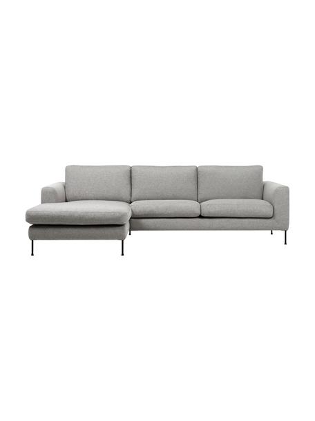 Canapé d'angle 3 places gris clair Cucita, Tissu gris clair, larg. 262 x prof. 163 cm, méridienne à gauche