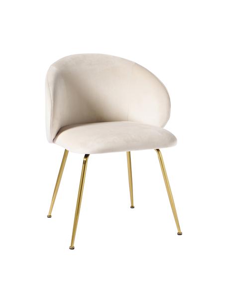 Sametové čalouněné židle Luisa, 2 ks, Krémově bílá, zlatá, Š 59 cm, H 58 cm