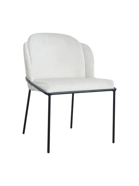 Krzesło tapicerowane z aksamitu Polly, Tapicerka: aksamit (100% poliester), Nogi: metal, Kremowy aksamit, Nogi: czarny, S 57 x G 55 cm