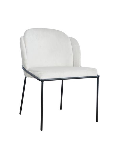 Krzesło tapicerowane z aksamitu Polly, Tapicerka: aksamit (100% poliester), Nogi: metal, Kremowobiały aksamit, S 57 x G 55 cm