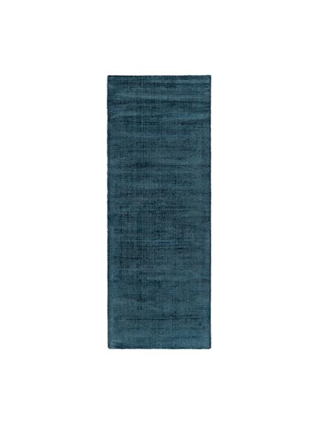 Ręcznie tkany chodnik z wiskozy Jane, Ciemny niebieski, S 80 x D 200 cm