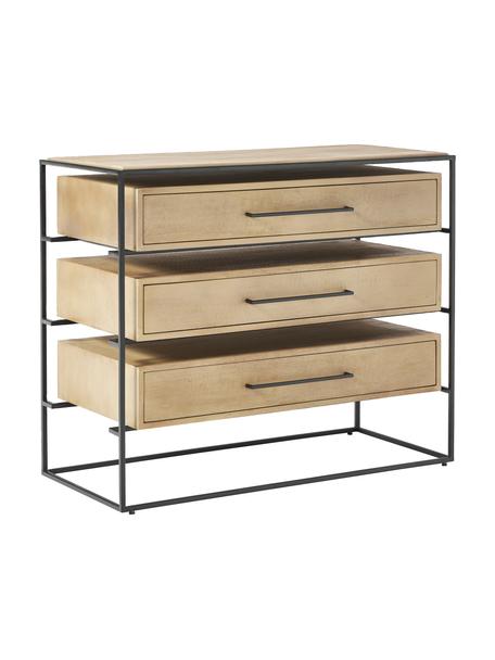 Cómoda cajonera Lyle, Tablero: madera de mango, Madera de mango clara, negro, An 100 x Al 82 cm