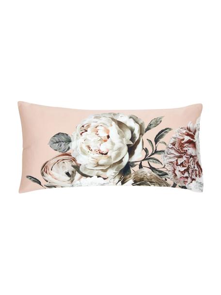 Povlaky na polštáře z bavlněného saténu s květinovým potiskem Blossom, 2 ks, Růžová, odstíny béžové, Š 40 cm, D 80 cm